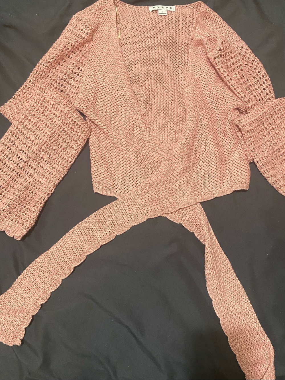 BABY PINK LONG SLEEVE CROPPED BLOUSE